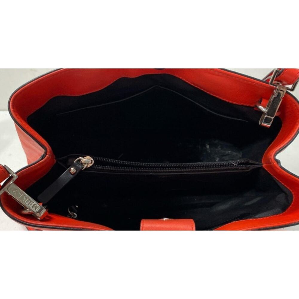 MILL STUDDED RED LEATHER CROSSBODY SATCHEL BAG - Picture 4 of 10